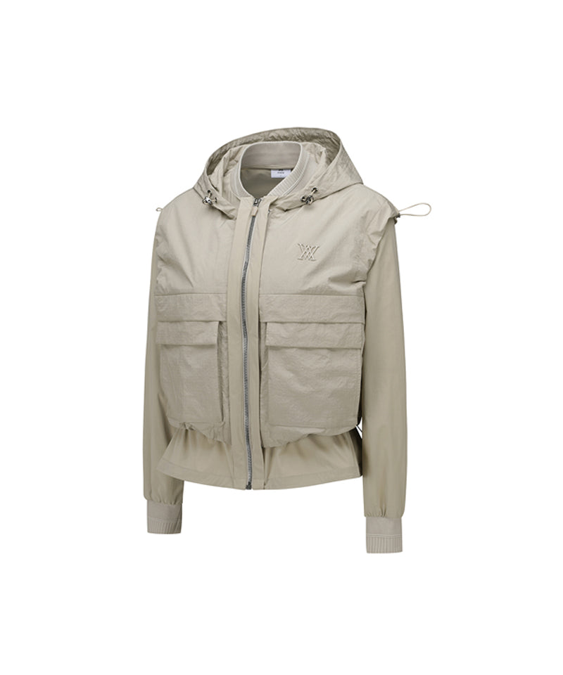 Women's Detachable MA-1 Jacket - Light Beige