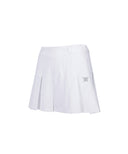 Women's Leather Buckle Point Pleats Skirt - White