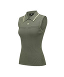 Women's Sleeveless Collard Sweater - Khaki