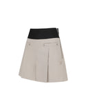 Women's Band High Waist Half Pants - Beige