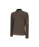 Men's Two Tone Half Zip-Up Pullover - Khaki