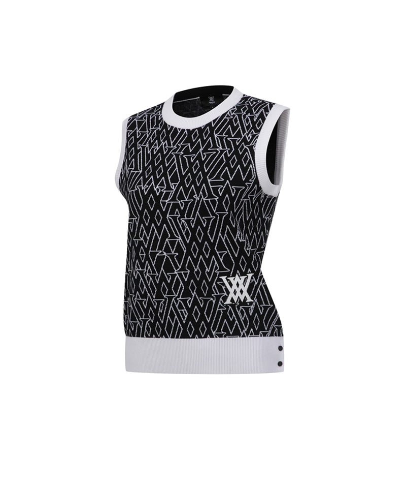 Women's SP Logo Pattern Knit Vest - Black – Anew Golf USA
