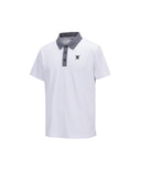 [Signature] Men's Denim Collar Short T-Shirt - White