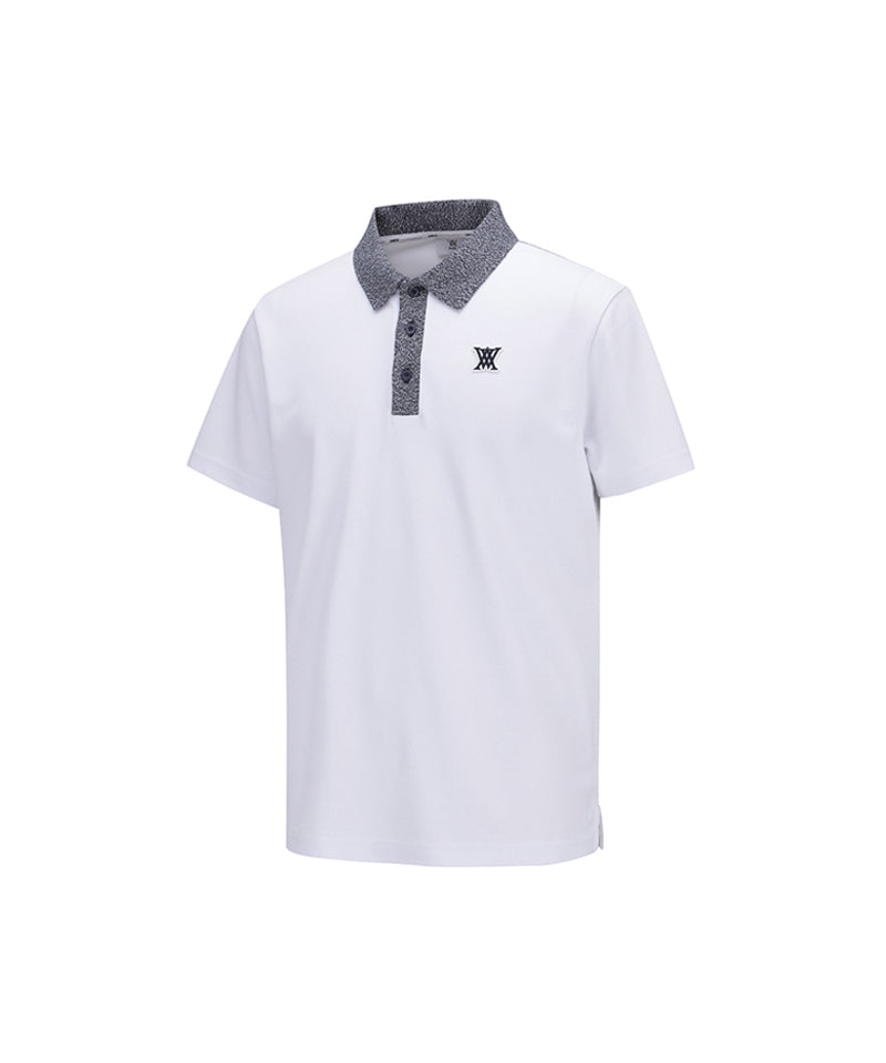 Men's Denim Collar Short T-Shirt - White