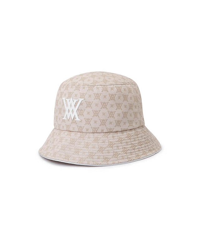Monogram Round Taping Bucket Hat - Beige
