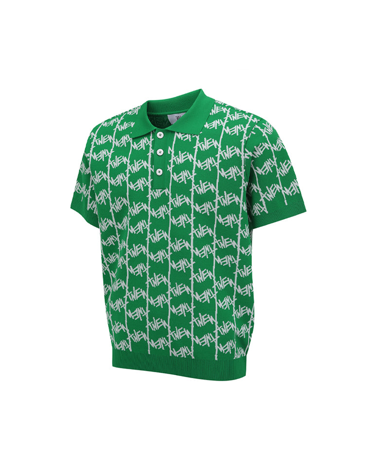 ANEW GOLF Men's SM  Logo Pattern Short Round Sleeve Sweater - Green