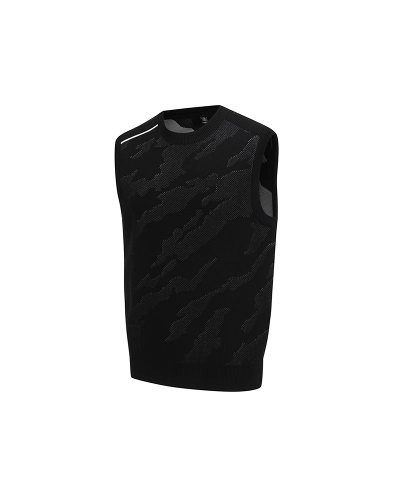 Men's SP Camo Pattern Knit Vest - Black