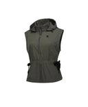 Women's Waist Shirring Hoody Vest - Khaki
