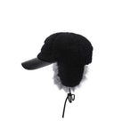 Women's Boucle Leather Cap - Black