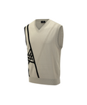 Men's Diagonal Logo Knit Vest - Khaki Beige