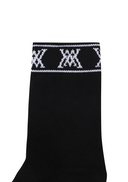 Men's Stripe Logo Middle Socks - Black