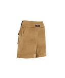 Women's Velvet High Waist Half Pants - Camel
