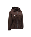 Women's Hooded Utility Safari Jacket - Brown