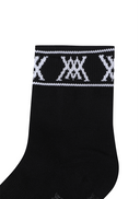 Women's Stripe Logo Middle Socks - Black