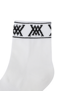 Women's Stripe Logo Middle Socks - White