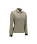 Women's Wide Collar T-Shirt - Khaki Beige
