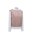 Women's Woven Mix Layered T-Shirt - Light Pink
