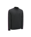 Men's Mock Neck Windproof Two Tone Sweater - Melange Grey