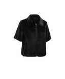 Women's Short Sleeve Fur Jacket - Black