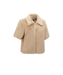 Women's Short Sleeve Fur Jacket - Light Beige