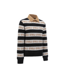 Women's Striped Logo Mock Neck Sweater - Black