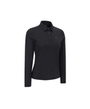 Women's Solid Long Sleeve Collar T-Shirt - Black