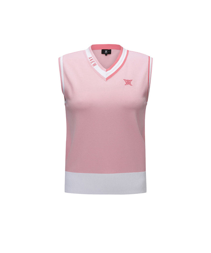 Women's V-Neck Sweater Vest - Light Pink