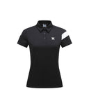 Women's Ice Dots Incision Point Short T-Shirt - Black