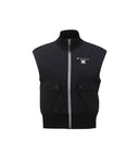 Women's Wooven Mixed Knit Vest - Black