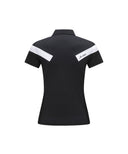 Women's Ice Dots Incision Point Short T-Shirt - Black