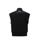 Women's Wooven Mixed Knit Vest - Black