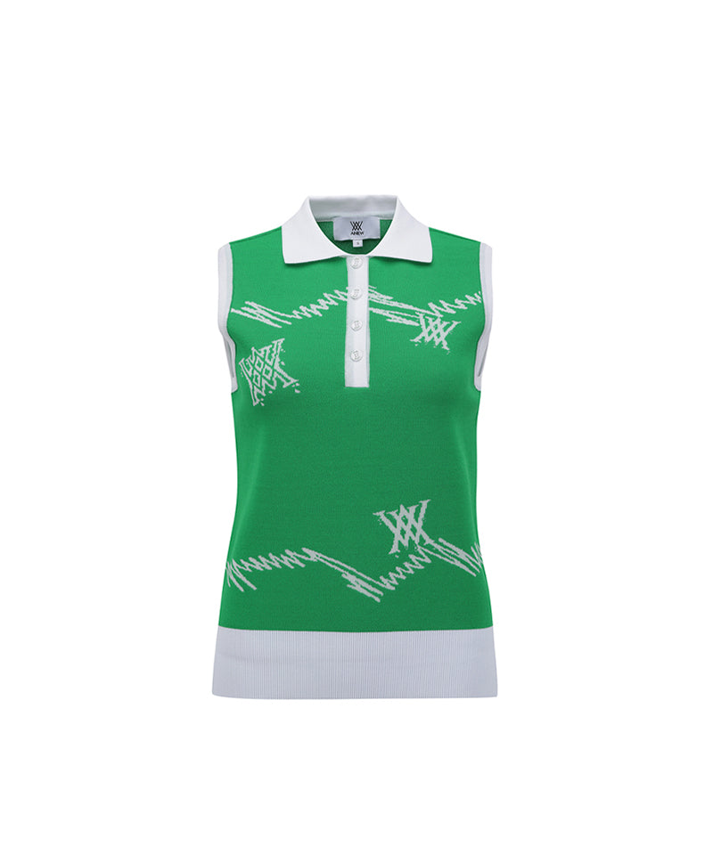 ANEW Golf Women's SM Logo Pattern Knit Vest - Green