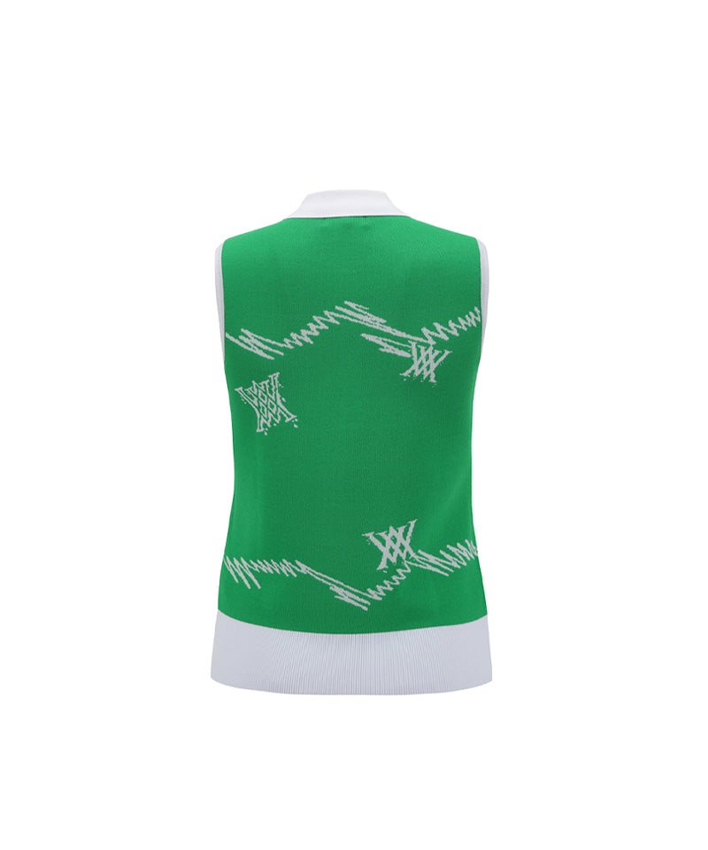 ANEW Golf Women's SM Logo Pattern Knit Vest - Green