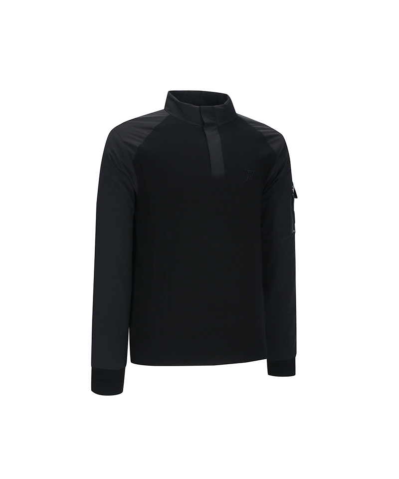 ANEW Golf Men's Preformance Wind Block Hybrid Pullover - Black