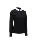 [Signature] Women's Stripe Textured L/TS - Black