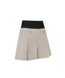 Women's Band High Waist Half Pants - Beige