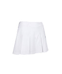 Women's Leather Buckle Point Pleats Skirt - White