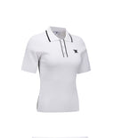 ANEW Golf Women's SM Stripe Texture Short Sleeve Sweater - White