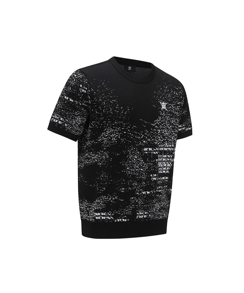 ANEW GOLF Men's SM Pattern Short Round Sleeve Sweater - Black