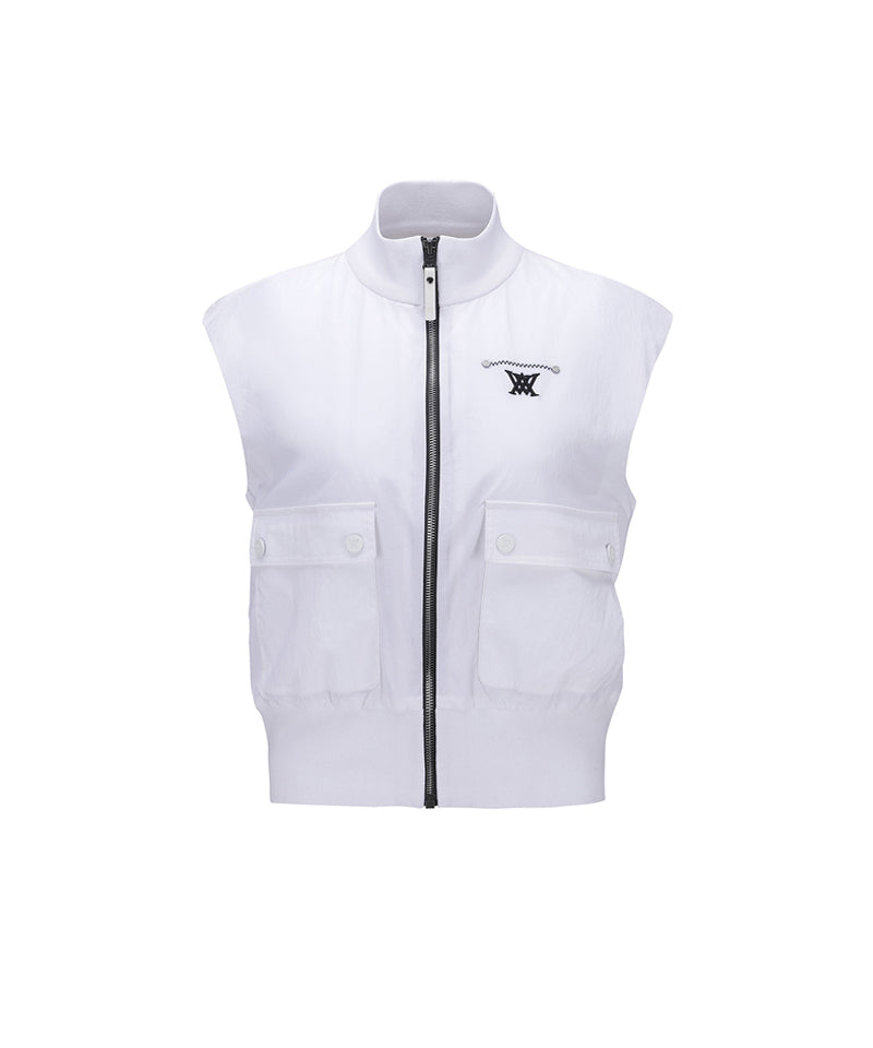 Women's Woven Mixed Knit Vest - White