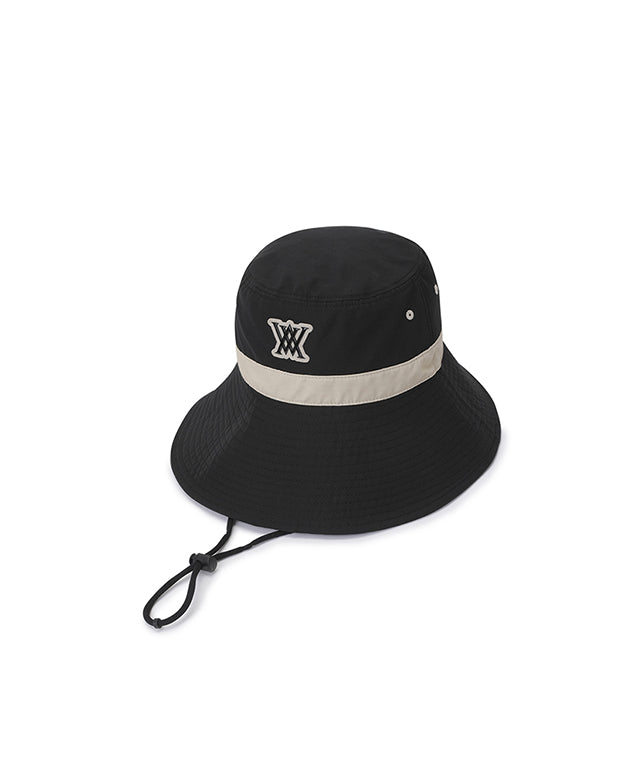 Unbalanced Wide Brim Bucket Hat - Black