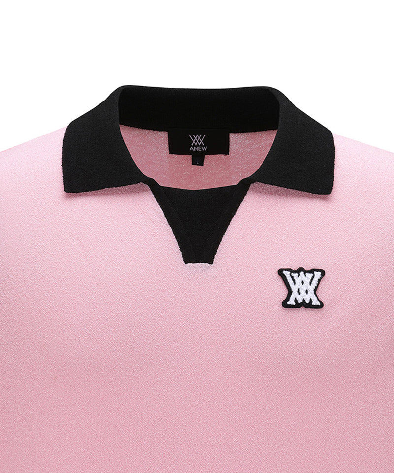 Men's Big Logo Collar Short Sweater - Pink