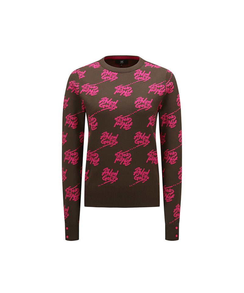 【ANEW GOLF】\tM LOGO PATTERN JACQUARD PULLOVER /追跡付 Women's Logo Pattern Jacquard Pullover - Dark Brown – Anew