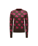 Women's Logo Pattern Jacquard Pullover - Dark Brown