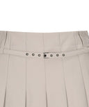 Women's Buckle Point Pleats Skirt - Light Beige