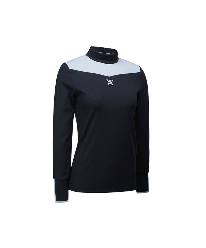 Women's Shoulder Block Long T-Shirt - Navy