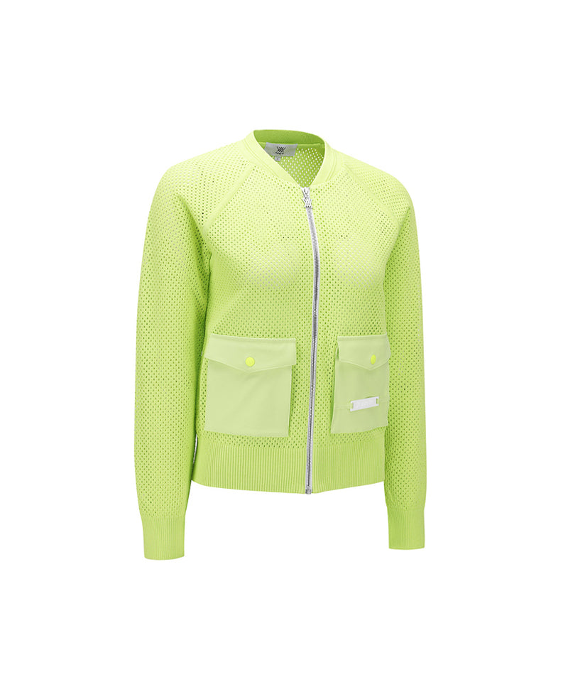 Women's Mesh Zip-Up Cardigan - Lime – Anew Golf USA