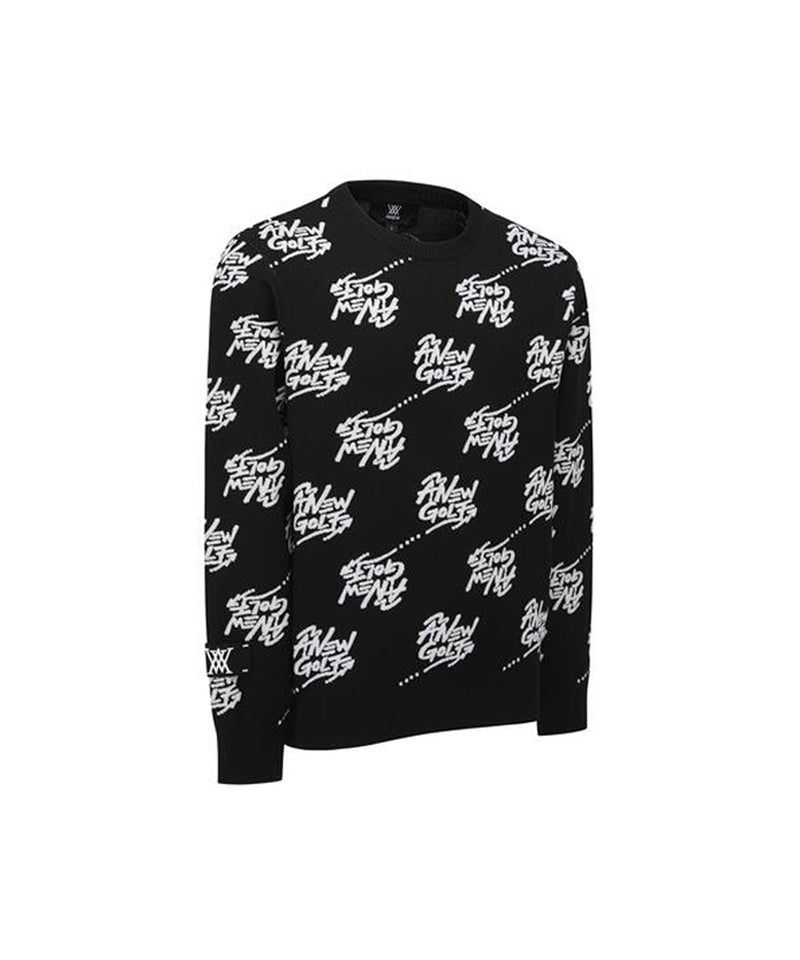 Men's Logo Pattern Jacquard Pullover - Black