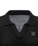 Women's Collar Color Combination Mesh Half SL - Black