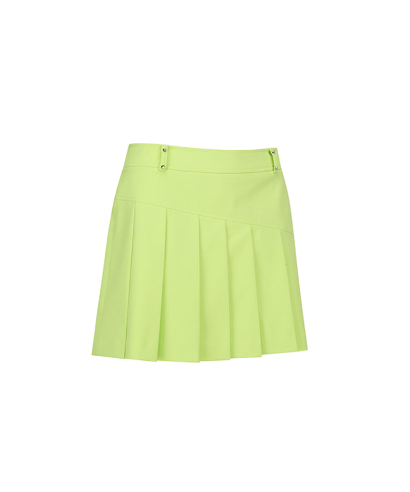 Women s Logo Band Point Pleats Skirt Lime